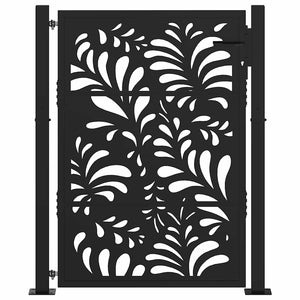 vidaXL Garden Gate Black 105x130 cm Steel Wave Design