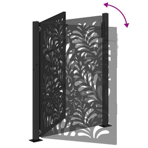 vidaXL Garden Gate Black 105x130 cm Steel Wave Design