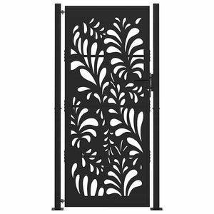 vidaXL Garden Gate Black 105x205 cm Steel Wave Design