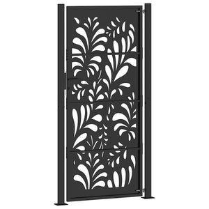 vidaXL Garden Gate Black 105x205 cm Steel Wave Design