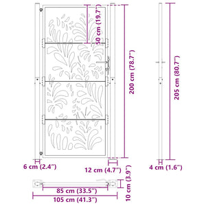 vidaXL Garden Gate Black 105x205 cm Steel Wave Design