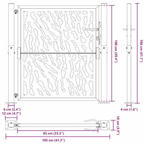 vidaXL Garden Gate Black 105x105 cm Steel Trace Design