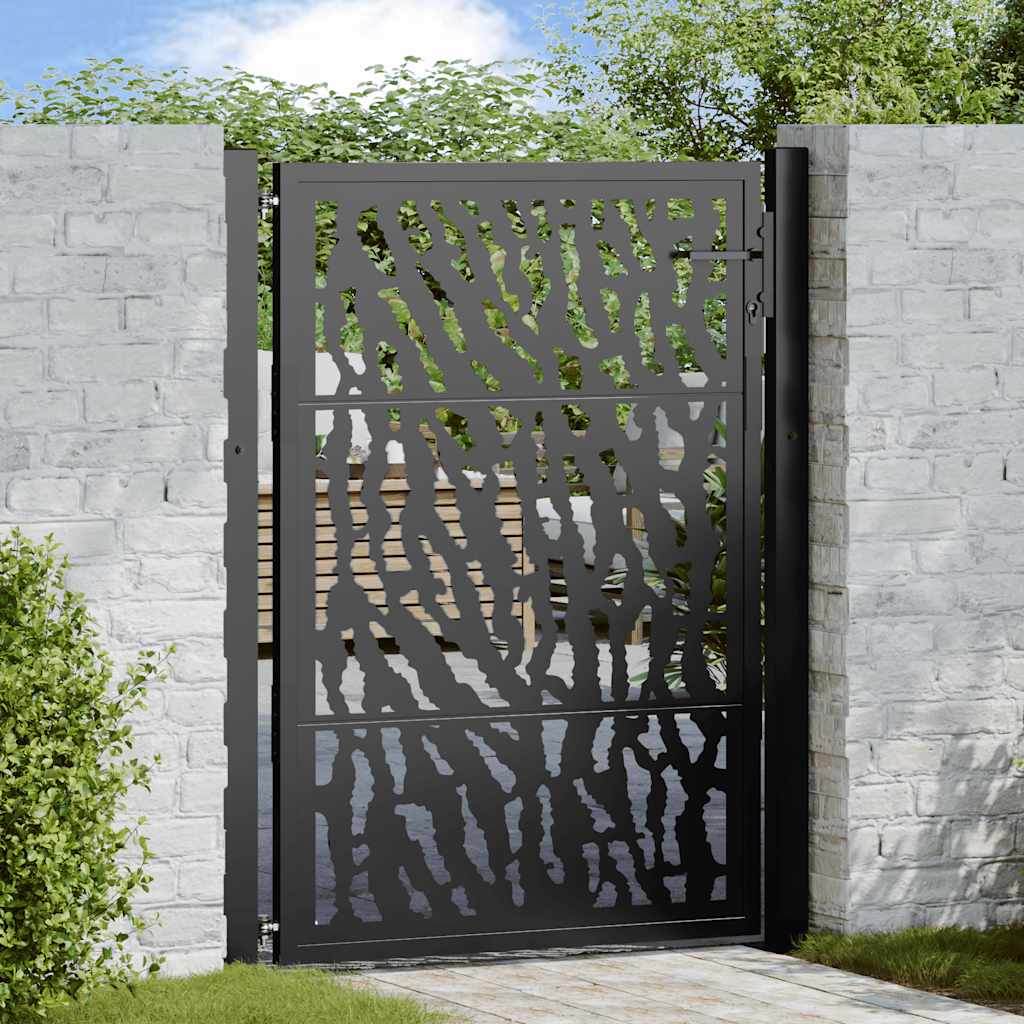 vidaXL Garden Gate Black 105x130 cm Steel Trace Design