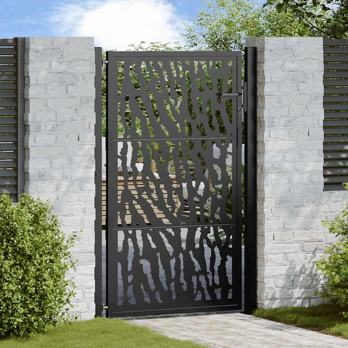 vidaXL Garden Gate Black 105x155 cm Steel Trace Design