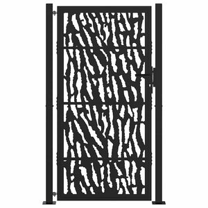 vidaXL Garden Gate Black 105x180 cm Steel Trace Design