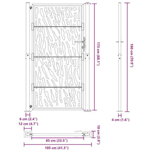 vidaXL Garden Gate Black 105x180 cm Steel Trace Design