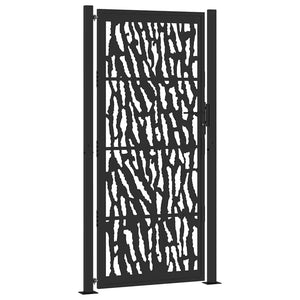 vidaXL Garden Gate Black 105x205 cm Steel Trace Design