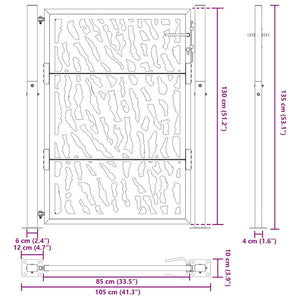 vidaXL Garden Gate 105x130 cm Weathering Steel Trace Design