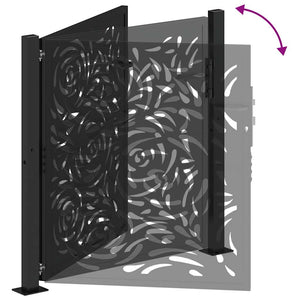 vidaXL Garden Gate Black 105x105 cm Steel Flame Design