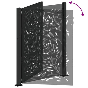 vidaXL Garden Gate Black 105x130 cm Steel Flame Design