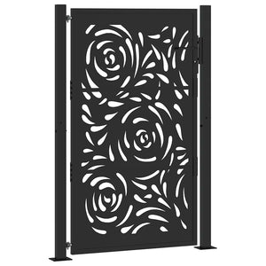 vidaXL Garden Gate Black 105x155 cm Steel Flame Design