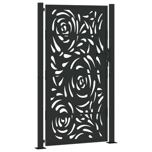 vidaXL Garden Gate Black 105x180 cm Steel Flame Design