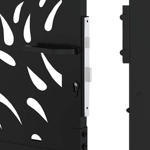 vidaXL Garden Gate Black 105x180 cm Steel Flame Design