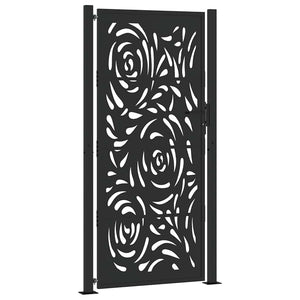 vidaXL Garden Gate Black 105x205 cm Steel Flame Design