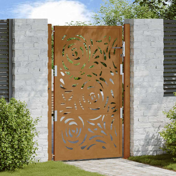 vidaXL Garden Gate 105x155 cm Weathering Steel Flame Design