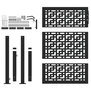 vidaXL Garden Gate Black 105x130 cm Steel Cross Design