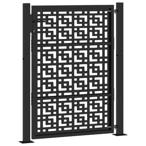 vidaXL Garden Gate Black 105x130 cm Steel Cross Design