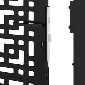 vidaXL Garden Gate Black 105x130 cm Steel Cross Design