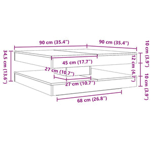 vidaXL Coffee Table 360-Degree Rotatable Black Oak 90x90x34.5 cm