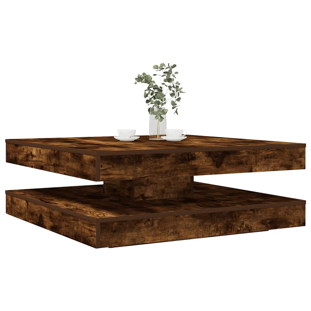 vidaXL Coffee Table 360-Degree Rotatable Smoked Oak 90x90x34.5 cm