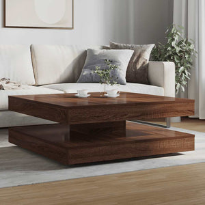 vidaXL Coffee Table 360-Degree Rotatable Brown Oak 90x90x34.5 cm