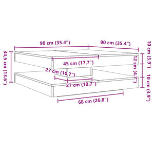 vidaXL Coffee Table 360-Degree Rotatable Brown Oak 90x90x34.5 cm