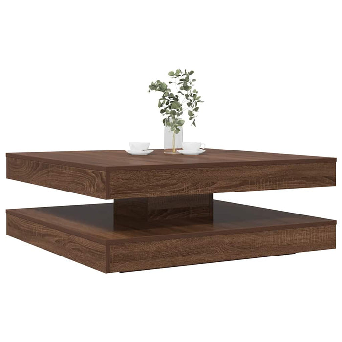 vidaXL Coffee Table 360-Degree Rotatable Brown Oak 90x90x34.5 cm