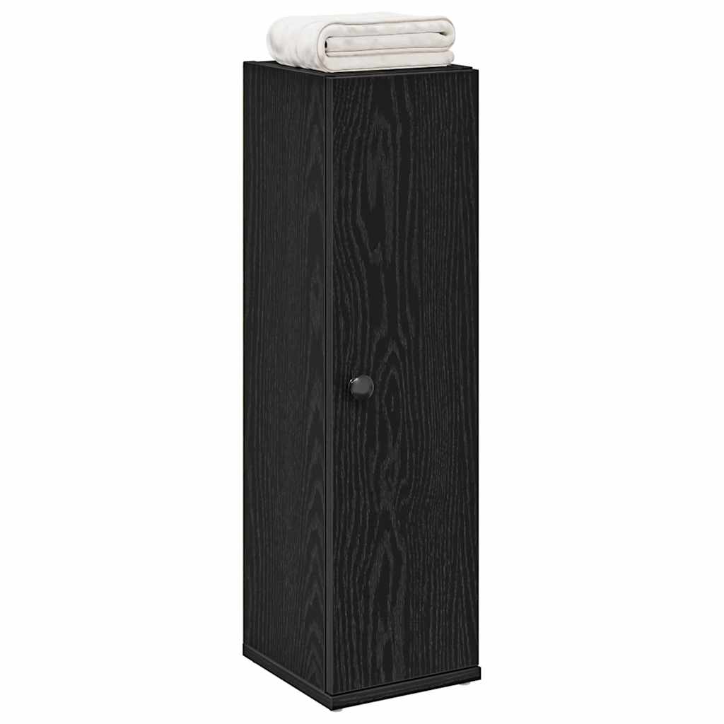 vidaXL Bathroom Cabinet with Roll Holder Black 20.5x22x72 cm