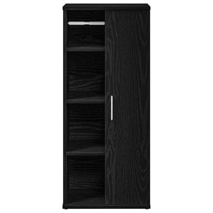 vidaXL Bathroom Cabinet with Roll Holder Black 39x22x90 cm