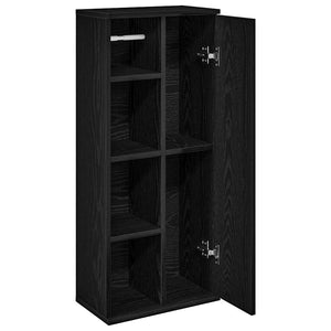 vidaXL Bathroom Cabinet with Roll Holder Black 39x22x90 cm