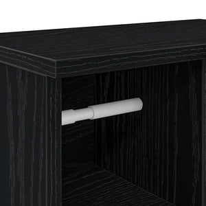 vidaXL Bathroom Cabinet with Roll Holder Black 39x22x90 cm