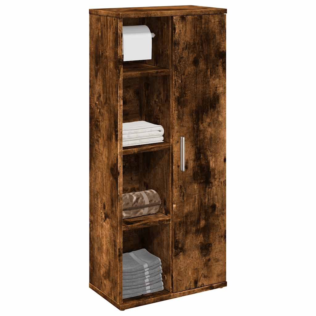 vidaXL Bathroom Cabinet with Roll Holder Smoked Oak 39x22x90 cm