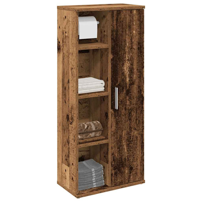 vidaXL Bathroom Cabinet with Roll Holder Old Wood 39x22x90 cm