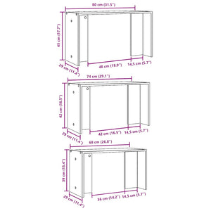 vidaXL Nesting Tables 3 pcs White Engineered Wood