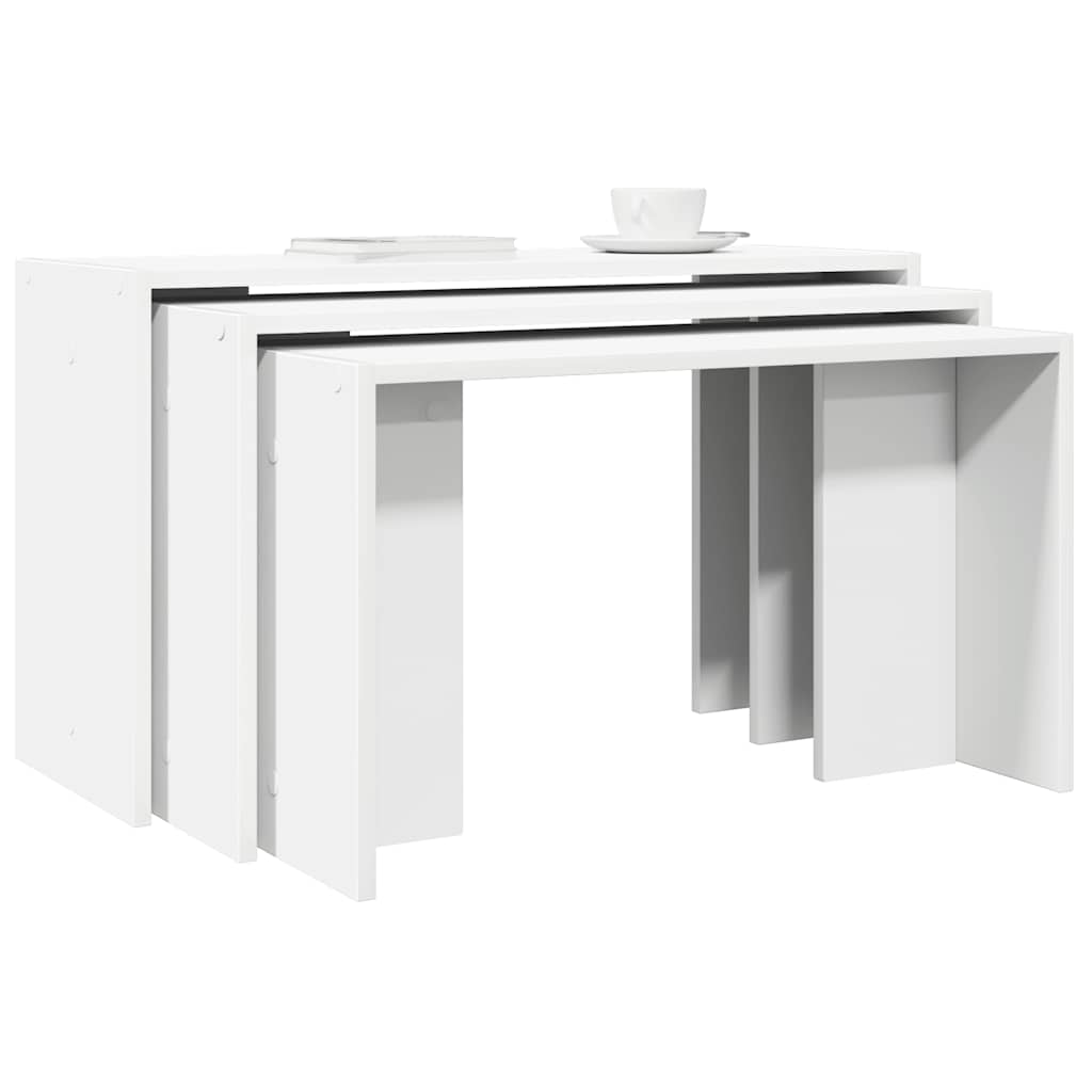 vidaXL Nesting Tables 3 pcs White Engineered Wood