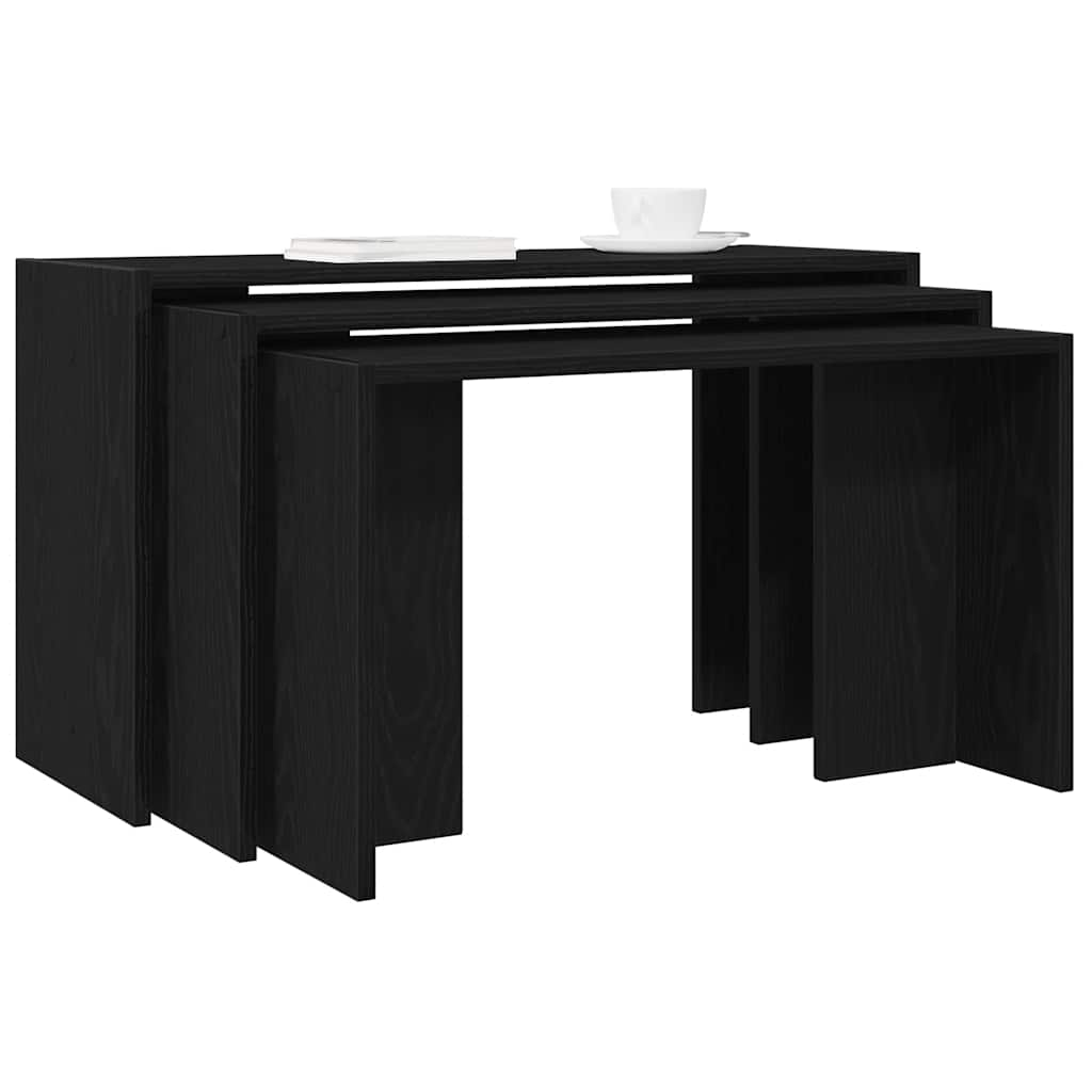 vidaXL Nesting Tables 3 pcs Black Engineered Wood