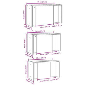 vidaXL Nesting Tables 3 pcs Sonoma Oak Engineered Wood