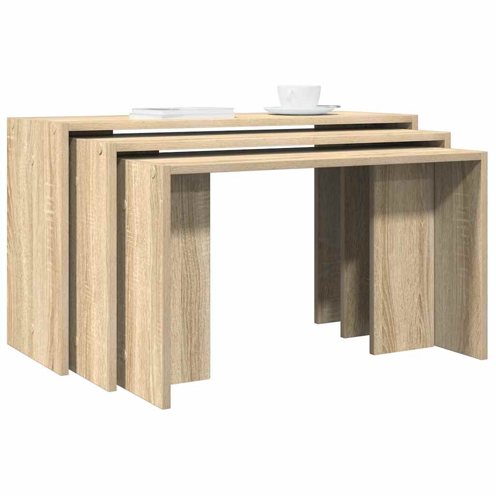 vidaXL Nesting Tables 3 pcs Sonoma Oak Engineered Wood