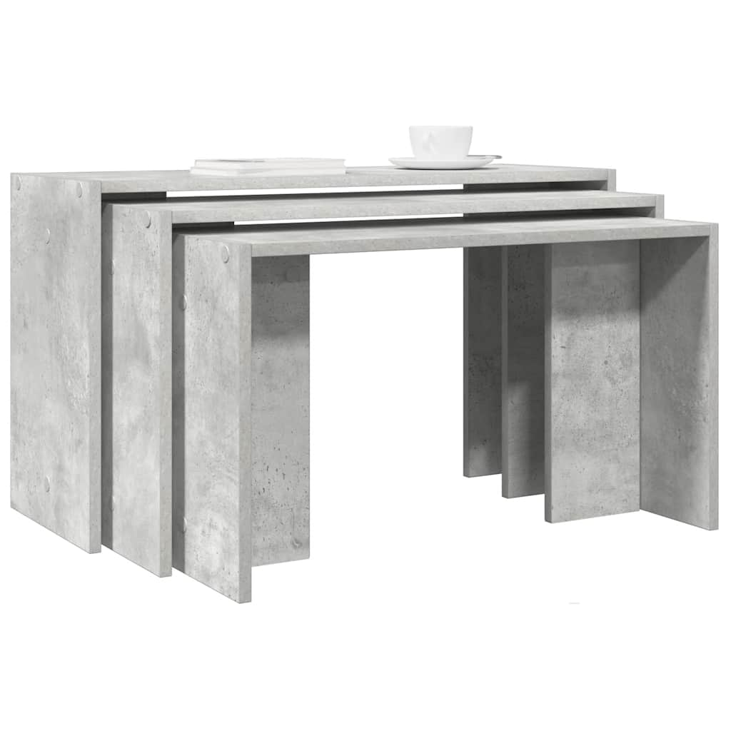 vidaXL Nesting Tables 3 pcs Concrete Grey Engineered Wood