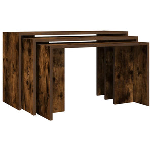 vidaXL Nesting Tables 3 pcs Smoked Oak Engineered Wood