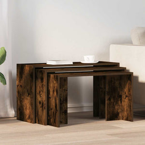 vidaXL Nesting Tables 3 pcs Smoked Oak Engineered Wood