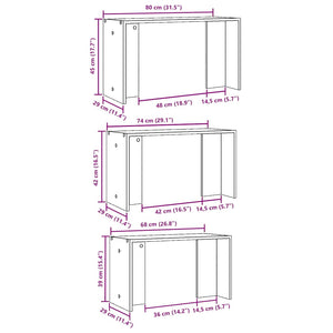 vidaXL Nesting Tables 3 pcs Grey Sonoma Engineered Wood