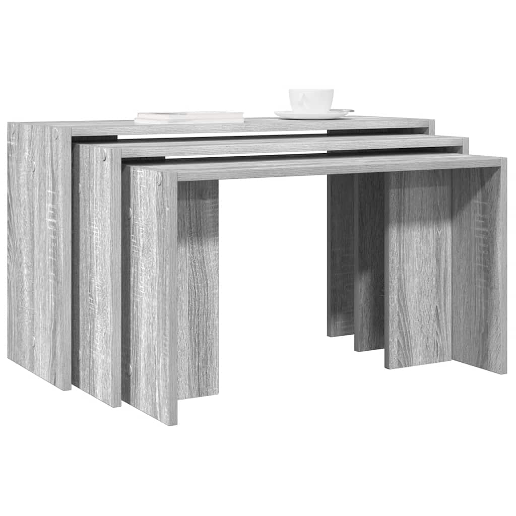 vidaXL Nesting Tables 3 pcs Grey Sonoma Engineered Wood