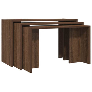 vidaXL Nesting Tables 3 pcs Brown Oak Engineered Wood