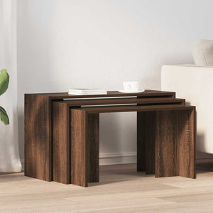 vidaXL Nesting Tables 3 pcs Brown Oak Engineered Wood