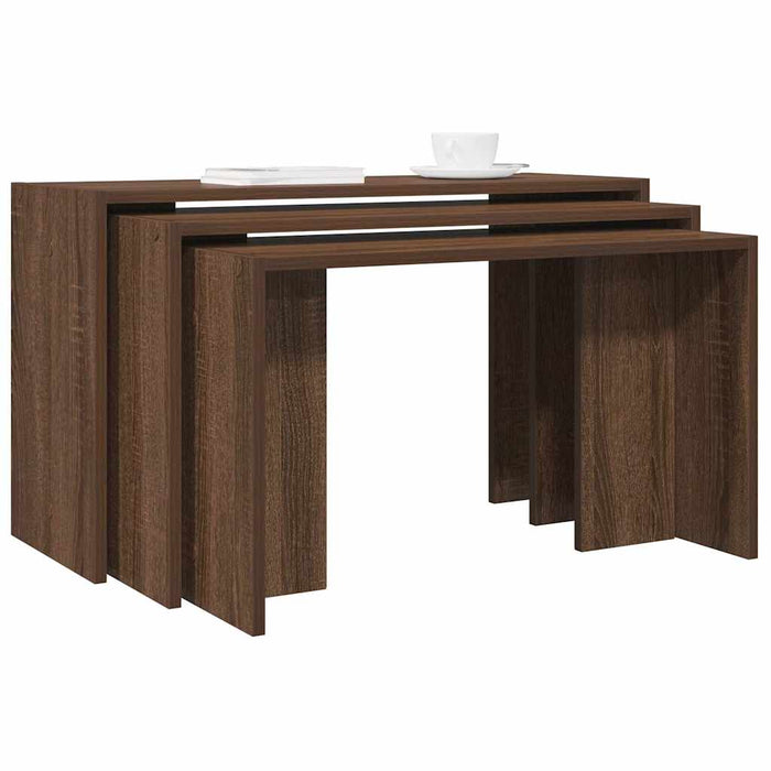 vidaXL Nesting Tables 3 pcs Brown Oak Engineered Wood