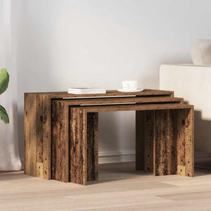 vidaXL Nesting Tables 3 pcs Old Wood Engineered Wood