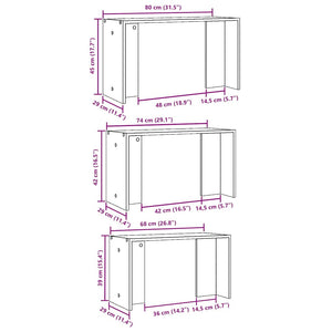 vidaXL Nesting Tables 3 pcs Old Wood Engineered Wood