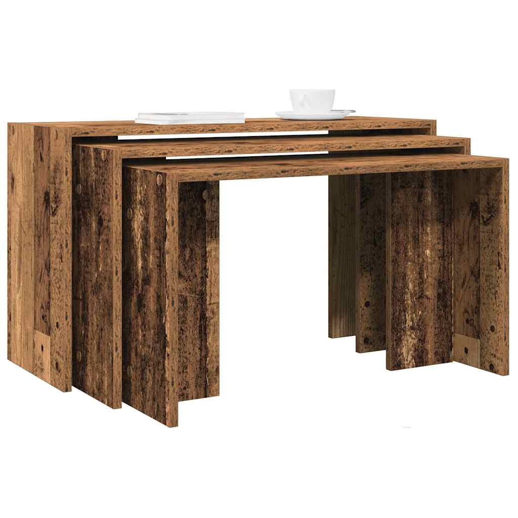 vidaXL Nesting Tables 3 pcs Old Wood Engineered Wood