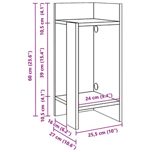 vidaXL Side Table with Shelf Black 25.5x27x60 cm